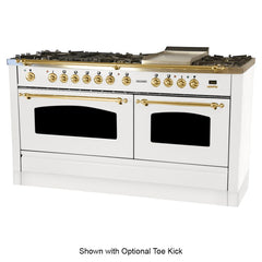 Hallman 60 in. Double Oven Duel Fuel Italian Range, LP Gas, Brass Trim - HDFR60BSLP