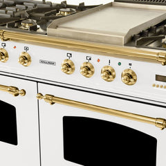 Hallman 60 in. Double Oven Duel Fuel Italian Range, LP Gas, Brass Trim - HDFR60BSLP