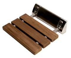 Alfi 14" Folding Teak Wood Shower Seat Bench - Brushed Nickel