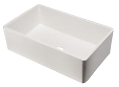 Alfi 33  White Smooth Apron Single Bowl Fireclay Farm Sink - AB533-W