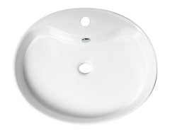 Alfi White 22  Oval Above Mount Ceramic Sink with Faucet Hole - ABC901
