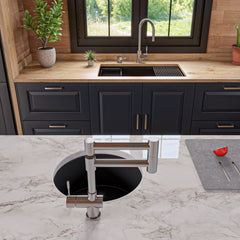Alfi 33  Granite Composite Workstation Step Rim Single Bowl Undermount Sink with Accessories - AB3418SBUM