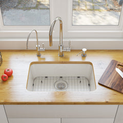 Alfi 24 inch White Single Bowl Fireclay Undermount Kitchen Sink - AB503UM-W