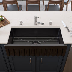 Alfi 36  Reversible Smooth / Fluted Single Bowl Fireclay Farm Sink - AB3618HS