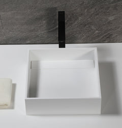 Alfi 14  Square White Matte Solid Surface Resin Sink - ABRS14S