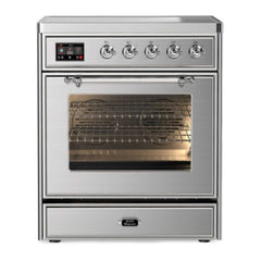 ILVE 30" Majestic II Series Freestanding Electric Single Oven Range with 4 Elements, Triple Glass Cool Door, Convection Oven, TFT Oven Control Display and Child Lock - UMI30NE3 - The Home Selection