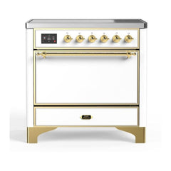 ILVE 36" Majestic II Series Induction Range with 5 Elements 3.5 cu. ft. Oven Capacity TFT Oven Control Display Solid Door - UMI09QNS3 - The Home Selection