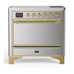 ILVE 36" Majestic II Series Induction Range with 5 Elements 3.5 cu. ft. Oven Capacity TFT Oven Control Display Solid Door - UMI09QNS3 - The Home Selection