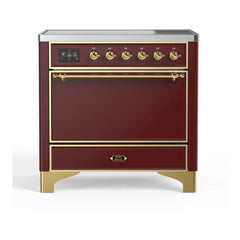 ILVE 36" Majestic II Series Induction Range with 5 Elements 3.5 cu. ft. Oven Capacity TFT Oven Control Display Solid Door - UMI09QNS3 - The Home Selection