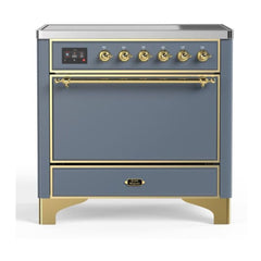 ILVE 36" Majestic II Series Induction Range with 5 Elements 3.5 cu. ft. Oven Capacity TFT Oven Control Display Solid Door - UMI09QNS3 - The Home Selection