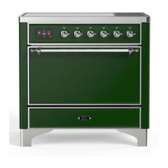 ILVE 36" Majestic II Series Induction Range with 5 Elements 3.5 cu. ft. Oven Capacity TFT Oven Control Display Solid Door - UMI09QNS3 - The Home Selection