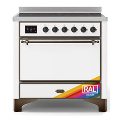 ILVE 36" Majestic II Series Induction Range with 5 Elements 3.5 cu. ft. Oven Capacity TFT Oven Control Display Solid Door - UMI09QNS3 - The Home Selection