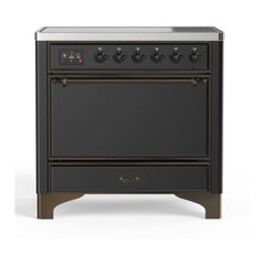 ILVE 36" Majestic II Series Induction Range with 5 Elements 3.5 cu. ft. Oven Capacity TFT Oven Control Display Solid Door - UMI09QNS3 - The Home Selection