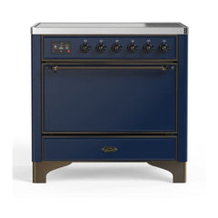 ILVE 36" Majestic II Series Induction Range with 5 Elements 3.5 cu. ft. Oven Capacity TFT Oven Control Display Solid Door - UMI09QNS3 - The Home Selection