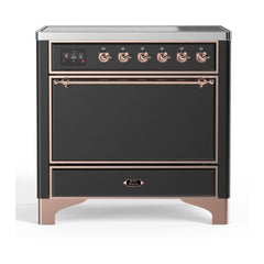 ILVE 36" Majestic II Series Induction Range with 5 Elements 3.5 cu. ft. Oven Capacity TFT Oven Control Display Solid Door - UMI09QNS3 - The Home Selection
