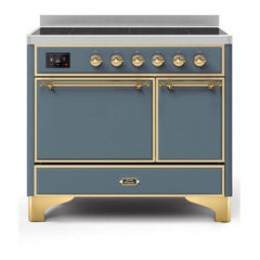 ILVE 40" Majestic II Series Induction Range with 6 Elements Dual Ovens TFT Control Display Solid Oven Door - UMDI10QNS3 - The Home Selection
