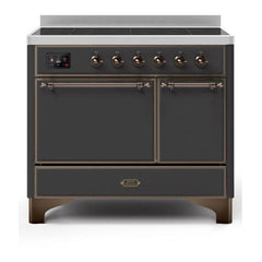 ILVE 40" Majestic II Series Induction Range with 6 Elements Dual Ovens TFT Control Display Solid Oven Door - UMDI10QNS3 - The Home Selection