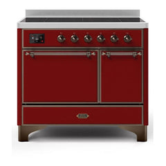 ILVE 40" Majestic II Series Induction Range with 6 Elements Dual Ovens TFT Control Display Solid Oven Door - UMDI10QNS3 - The Home Selection