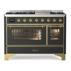 ILVE 48" Majestic II Series Freestanding Dual Fuel Double Oven Range with 8 Sealed Burners, Triple Glass Cool Door, Convection Oven - UM12FD - The Home Selection