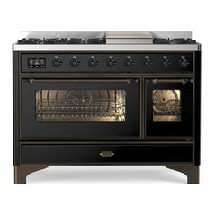ILVE 48" Majestic II Series Freestanding Dual Fuel Double Oven Range with 8 Sealed Burners, Triple Glass Cool Door, Convection Oven - UM12FD - The Home Selection