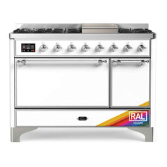 ILVE 48" Majestic II Series Freestanding Dual Fuel Range with 8 Sealed Brass Non Stick Coated Burners and Griddle - UM12FDQNS3 - The Home Selection