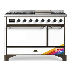 ILVE 48" Majestic II Series Freestanding Dual Fuel Range with 8 Sealed Brass Non Stick Coated Burners and Griddle - UM12FDQNS3 - The Home Selection