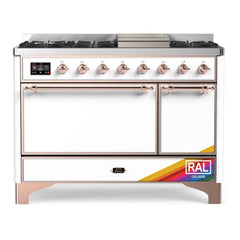 ILVE 48" Majestic II Series Freestanding Dual Fuel Range with 8 Sealed Brass Non Stick Coated Burners and Griddle - UM12FDQNS3 - The Home Selection
