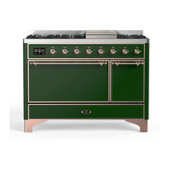 ILVE 48" Majestic II Series Freestanding Dual Fuel Range with 8 Sealed Brass Non Stick Coated Burners and Griddle - UM12FDQNS3 - The Home Selection