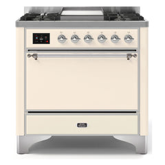 ILVE Majestic II 36-Inch Dual Fuel Range with 6 Black Brass Burners & Griddle - UM09F - The Home Selection