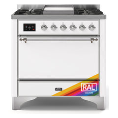 ILVE Majestic II 36-Inch Dual Fuel Range with 6 Black Brass Burners & Griddle - UM09F - The Home Selection