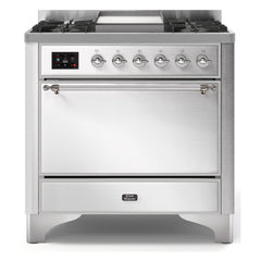 ILVE Majestic II 36-Inch Dual Fuel Range with 6 Black Brass Burners & Griddle - UM09F - The Home Selection