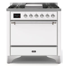 ILVE Majestic II 36-Inch Dual Fuel Range with 6 Black Brass Burners & Griddle - UM09F - The Home Selection