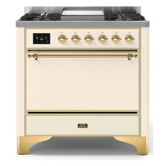ILVE Majestic II 36-Inch Dual Fuel Range with 6 Black Brass Burners & Griddle - UM09F - The Home Selection