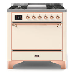 ILVE Majestic II 36-Inch Dual Fuel Range with 6 Black Brass Burners & Griddle - UM09F - The Home Selection