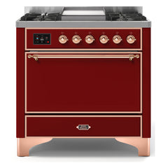 ILVE Majestic II 36-Inch Dual Fuel Range with 6 Black Brass Burners & Griddle - UM09F - The Home Selection