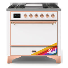 ILVE Majestic II 36-Inch Dual Fuel Range with 6 Black Brass Burners & Griddle - UM09F - The Home Selection