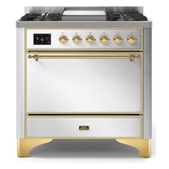 ILVE Majestic II 36-Inch Dual Fuel Range with 6 Black Brass Burners & Griddle - UM09F - The Home Selection