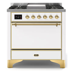 ILVE Majestic II 36-Inch Dual Fuel Range with 6 Black Brass Burners & Griddle - UM09F - The Home Selection