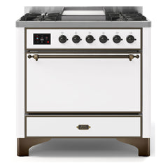 ILVE Majestic II 36-Inch Dual Fuel Range with 6 Black Brass Burners & Griddle - UM09F - The Home Selection