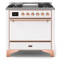 ILVE Majestic II 36-Inch Dual Fuel Range with 6 Black Brass Burners & Griddle - UM09F - The Home Selection
