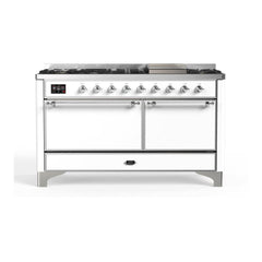 ILVE Majestic II 60 inch Solid Door Dual Fuel Range with 9 Burners, Griddle - UM15FDQNS3 - The Home Selection