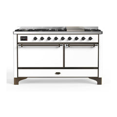 ILVE Majestic II 60 inch Solid Door Dual Fuel Range with 9 Burners, Griddle - UM15FDQNS3 - The Home Selection