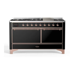 ILVE Majestic II 60 inch Solid Door Dual Fuel Range with 9 Burners, Griddle - UM15FDQNS3 - The Home Selection