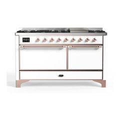ILVE Majestic II 60 inch Solid Door Dual Fuel Range with 9 Burners, Griddle - UM15FDQNS3 - The Home Selection