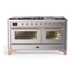 ILVE Majestic II 60 inch Triple Glass Door Dual Fuel Range with 9 Burners, Griddle - UM15FDNS3 - The Home Selection