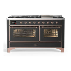 ILVE Majestic II 60 inch Triple Glass Door Dual Fuel Range with 9 Burners, Griddle - UM15FDNS3 - The Home Selection