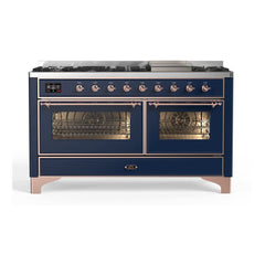 ILVE Majestic II 60 inch Triple Glass Door Dual Fuel Range with 9 Burners, Griddle - UM15FDNS3 - The Home Selection