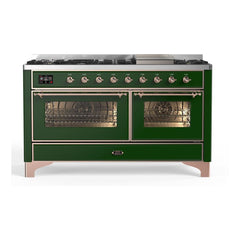 ILVE Majestic II 60 inch Triple Glass Door Dual Fuel Range with 9 Burners, Griddle - UM15FDNS3 - The Home Selection