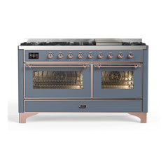 ILVE Majestic II 60 inch Triple Glass Door Dual Fuel Range with 9 Burners, Griddle - UM15FDNS3 - The Home Selection