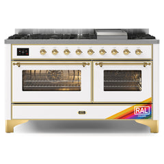ILVE Majestic II 60 inch Triple Glass Door Dual Fuel Range with 9 Burners, Griddle - UM15FDNS3 - The Home Selection